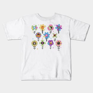 Smiley Blossoms and Symbol Flowers Kids T-Shirt